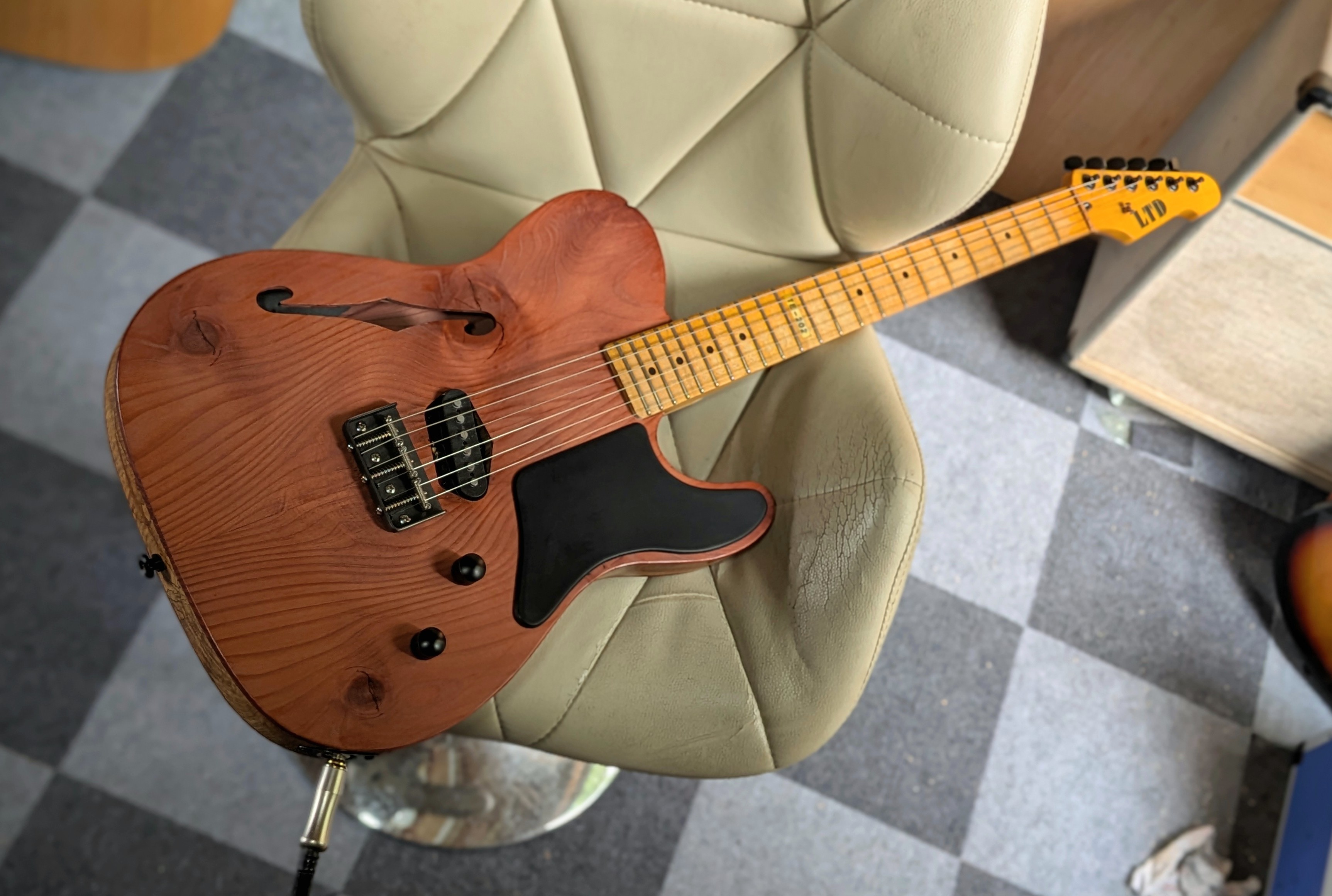 Custom built redwood thinline telecaster with an LTD guitar neck